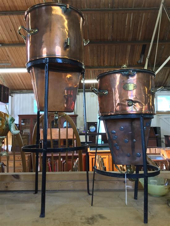 Copper urns on stands from Harveys brewery